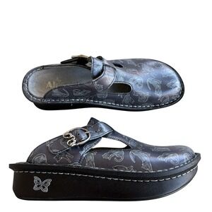 Alegria kitten cat clogs women's 37 / 7-7.5 gray leather comfort slip on shoes